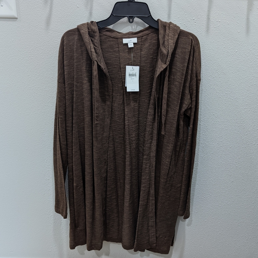 NWT J. Jill hooded linen blend sweater **Large**